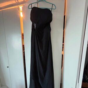 Black Strapless Lace Up Full length Dress
